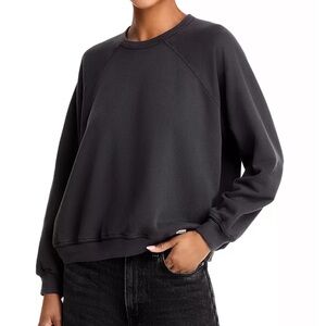 MOTHER The Biggie Concert Sweatshirt Push and Shove Faded Black